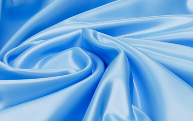 Abstract blue fabric silk texture background, 3d rendering.