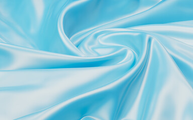 Abstract blue fabric silk texture background, 3d rendering.