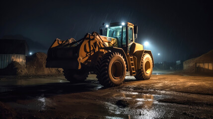 Obraz premium Wheel loader working in a quarry. Generative AI