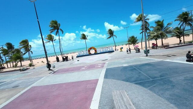Busto Tamandare At Joao Pessoa Paraiba Brazil. Seascape Bay Water. Avenues Skyline Metropolitan Vibrant. Avenues Cityscape Metropolitan Commercial Building Business.