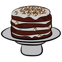 Chocolate cake, black forest cake icon 