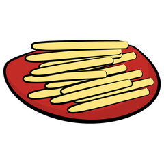 Fried potatoes in plate vector icon 
