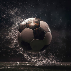 Fototapeta premium Soccer ball flying . Generative AI