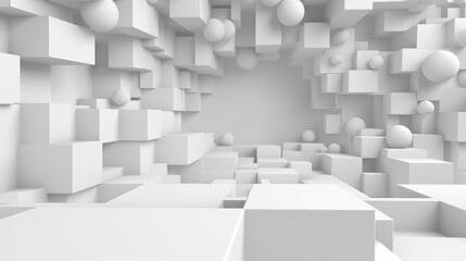 Abstract white futuristic modern background. 3D Polygonal Volumes. Generative AI.