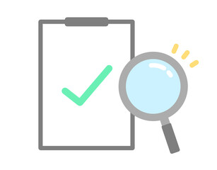 バインダーと虫眼鏡のイラスト