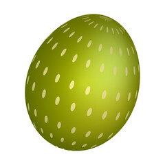 Festive holiday Easter egg. Realistic mother of pearl shiny egg decorated with dotted gold ornament. Realistic 3d vector isolated on white background