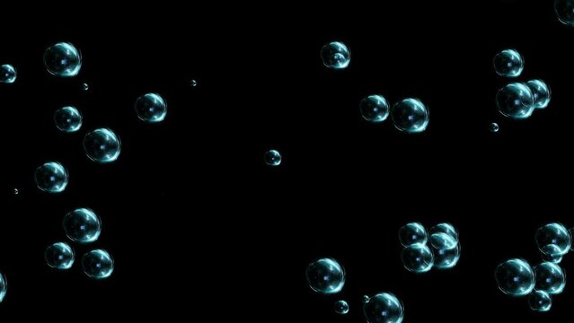 3D falling underwater bubbles cloud 4K 3D loop Animation backgrounds. Fast flowing blue bubbles mass. Air Bubble, Drink, Flow, Fresh, Ocean, Sea, Underwater, Water, Transparent