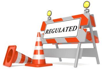 Regulated sign on barricade and traffic cones