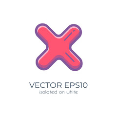 Fototapeta premium Cute colorful cross mark isolated on white