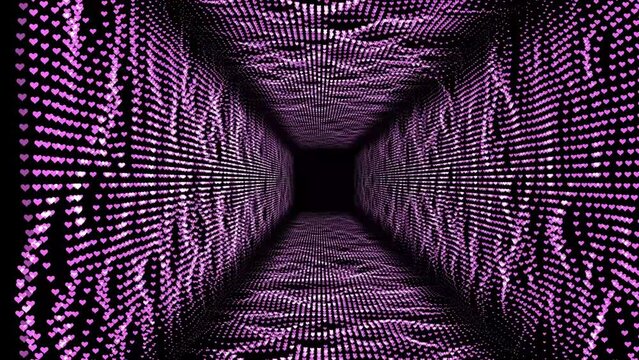 Abstract 3D tunnel. Flight in space. Abstract technology background concept. Hi-tech information flow, bigdata visualization. Business bg. 60 fps 3D render.