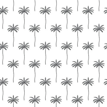 Seamless pattern with palm tree on white background. Illustration for textile, wallpapers, wrapping.
