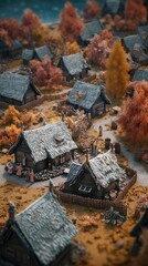 Tilt-Shifted Viking Village in Light Autumn Snow 4. Generative AI