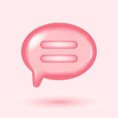 3D illustration of speech bubble. 3d vector talking cloud. Glossy speech bubble high quality vector. Shiny cloud foam vector. speak bubble text, chatting box, message box outline cartoon. Balloon