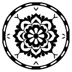 Flower clipart vector design black and white