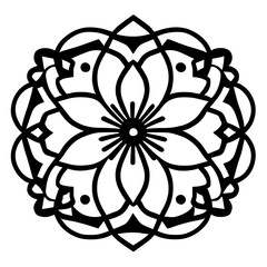 Flower clipart vector design black and white