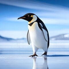 Penguin waddling across the ice