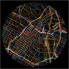 Colorful Map of LosAngeles, California with all major and minor roads.
