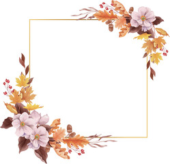 Autumn floral square frame