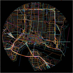 Colorful Map of Jacksonville, Florida with all major and minor roads.