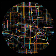 Colorful Map of OklahomaCity, Oklahoma with all major and minor roads.