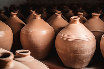 Fototapeta na wymiar pottery container terracotta brown pot clay craft traditional art ceramic. Generative AI.