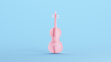 Pink Violin Classic Fiddle Musical Instrument Strings Audio Baroque Kitsch Blue Background 3d illustration render digital rendering - 599480900