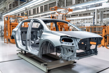 industry industrial automotive assembly machine transportation factory technology car automobile. Generative AI.