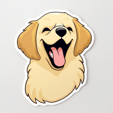 A playful and mischievous chibi Labrador Retriever sticker with a white background, exuding a sense of fun and cuteness. The chibi Labrador Retriever is depicted with an oversized head, Generative AI