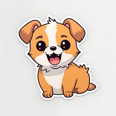 Fototapeta na wymiar A cute cartoon dog sticker with a white background, radiating playful and cheerful vibes. The dog is depicted in a delightful and animated pose, Generative AI