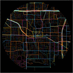 Colorful Map of Irving, Texas with all major and minor roads.