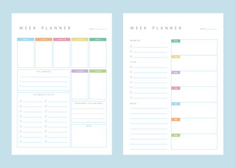 2 set of Week planner. (Pastel)