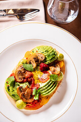 gourmet pancake with vegetables and sauce