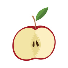 apple fruit organic fresh food healthy red nature sweet juicy delicious tasty vector illustration art design
