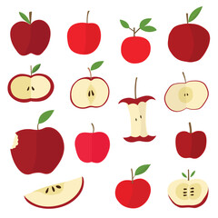 apple fruit organic fresh food healthy red nature sweet juicy delicious tasty vector illustration art design