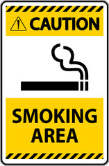 Sign showing allowed smoking area spots On White Background