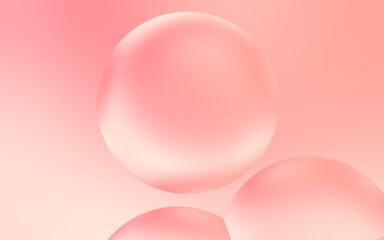 Beautiful 3D peach water bubble background. 3D illustration of transparent bubble drops on smooth peach gradient background. Smooth peach water bubbles. 
