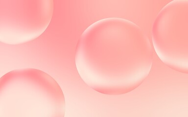 Beautiful 3D peach water bubble background. 3D illustration of transparent bubble drops on smooth peach gradient background. Smooth peach water bubbles. 