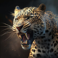 Obraz premium Aggressive natural fierce leopard amazon images Generative AI