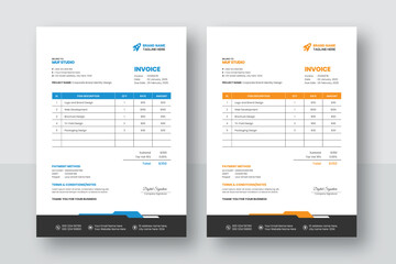 Business corporate creative invoice template. Business invoice for your business, print ready invoice template. minimal yellow and blue  invoice template vector design