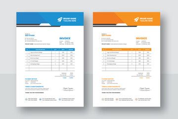 Business corporate creative invoice template. Business invoice for your business, print ready invoice template. minimal yellow and blue  invoice template vector design