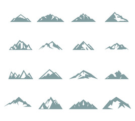 Set of mountain shapes isolated on white background.Vector illustration.