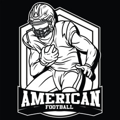 American Football Logo Mascot Black and White 04