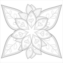 Coloring Books. Hand drawn flowers in zentangle style for t-shirt design or tattoo and coloring book