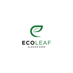 simple eco leaf logo template vector in white background
