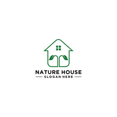 nature house logo template vector in white background