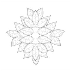 Doodle flowers in black and white pleasing for adults' coloring page. pleasing decorative flower of Coloring book page for adult Black outline and white background