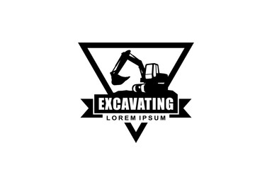 Excavator symbol with silhouette style for logo template, sign and brand.