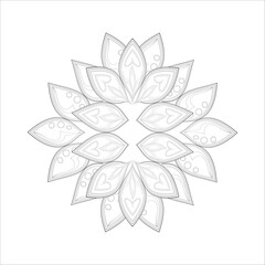 Doodle flowers in black and white pleasing for adults' coloring page. pleasing decorative flower of Coloring book page for adult Black outline and white background