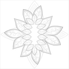 Fototapeta premium Doodle flowers in black and white pleasing for adults' coloring page. pleasing decorative flower of Coloring book page for adult Black outline and white background