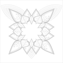 Doodle flowers in black and white pleasing for adults' coloring page. pleasing decorative flower of Coloring book page for adult Black outline and white background